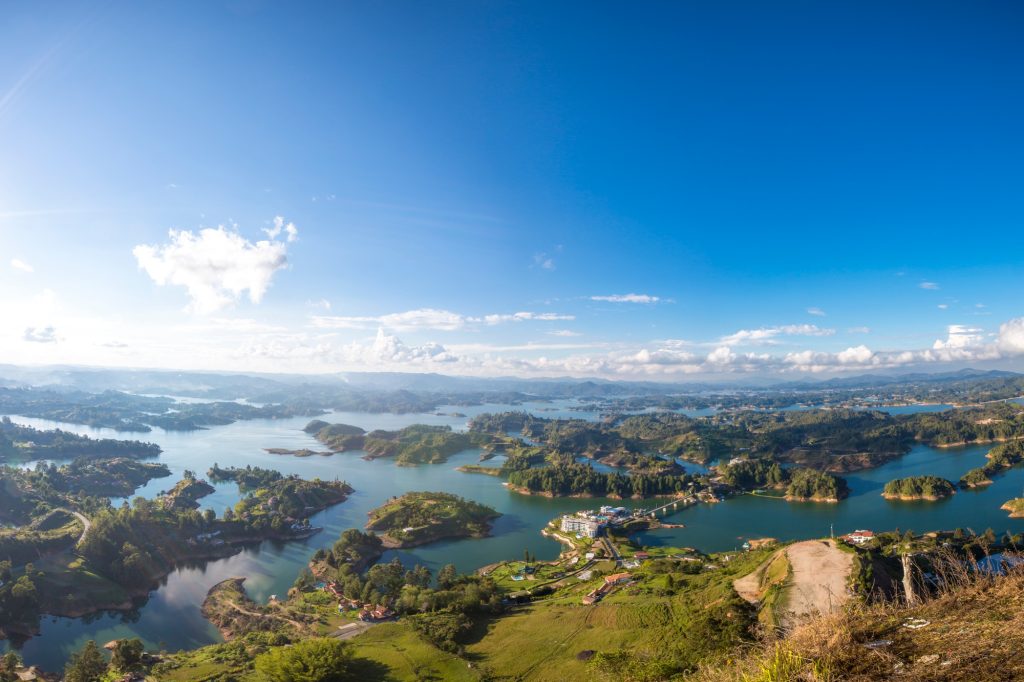 Lakes and islands at Guatape in Antioquia, Colombia